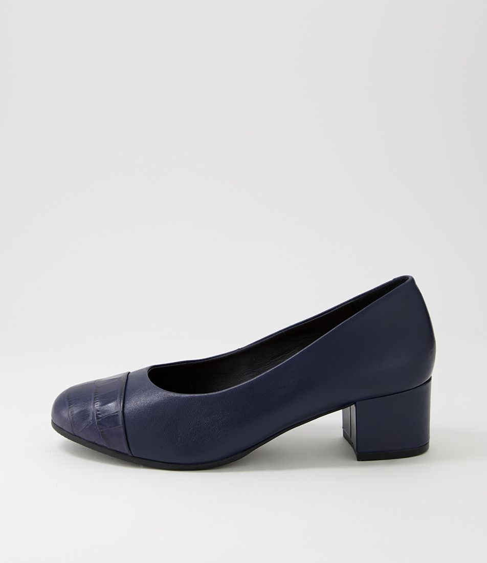 Mass Navy Croc Leather Heels