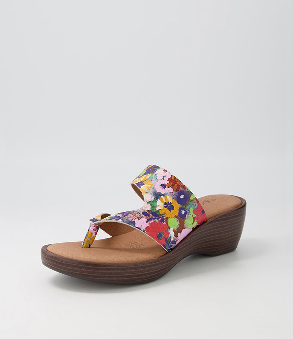 Bobbies Bright Floral Leather Sandals