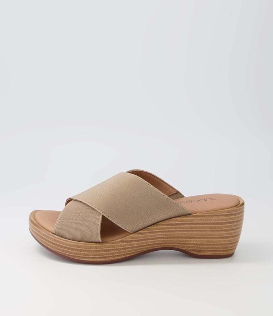 Bubsie Taupe Elastic Slides