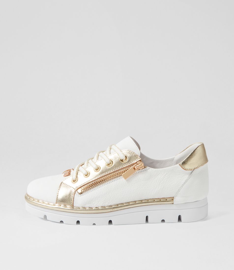 Elos White Gold Leather Sneakers