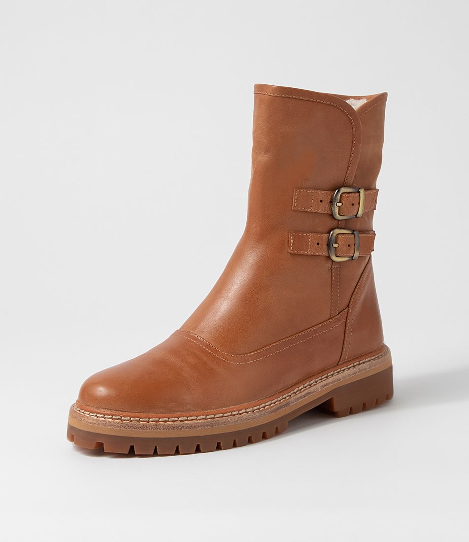 Mention Dark Tan Leather Ankle Boots