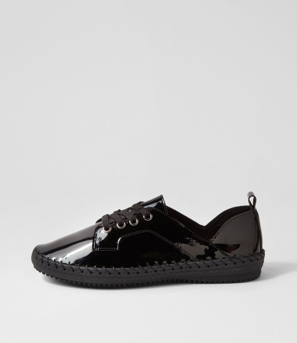 Willis Black Patent Leather Lace Up Flats