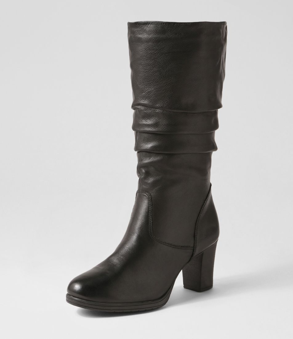 Barmah Black Leather Calf Boots