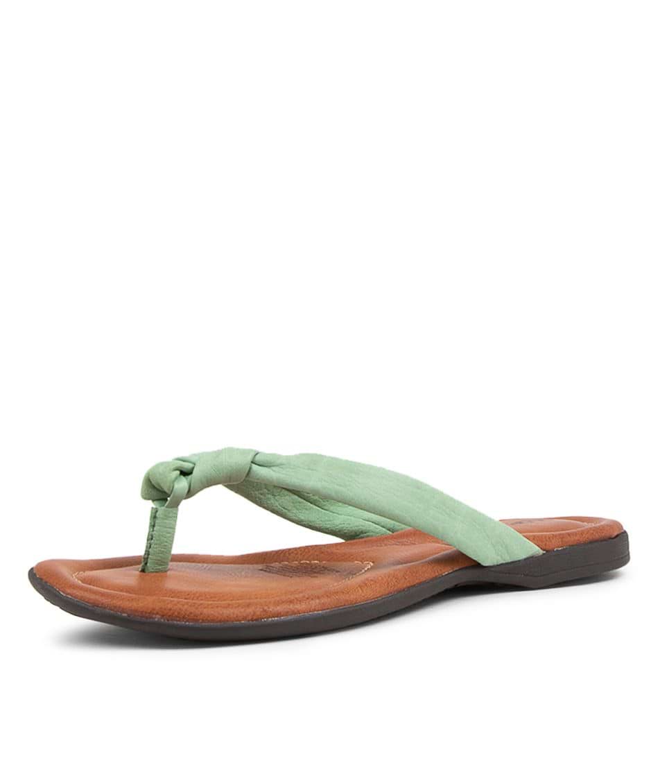 Kally Apple Green Leather Sandals