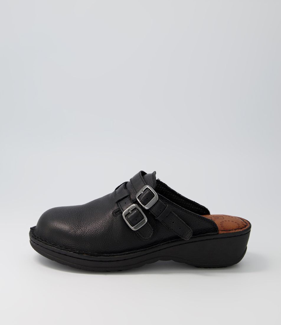 Naci Black Leather Mules