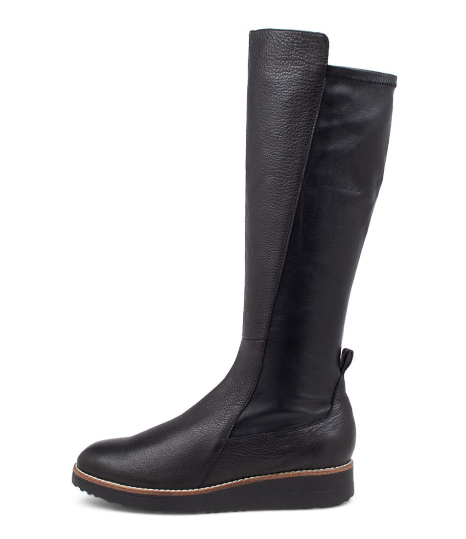 Oletta Black Leather Knee High Boots BS