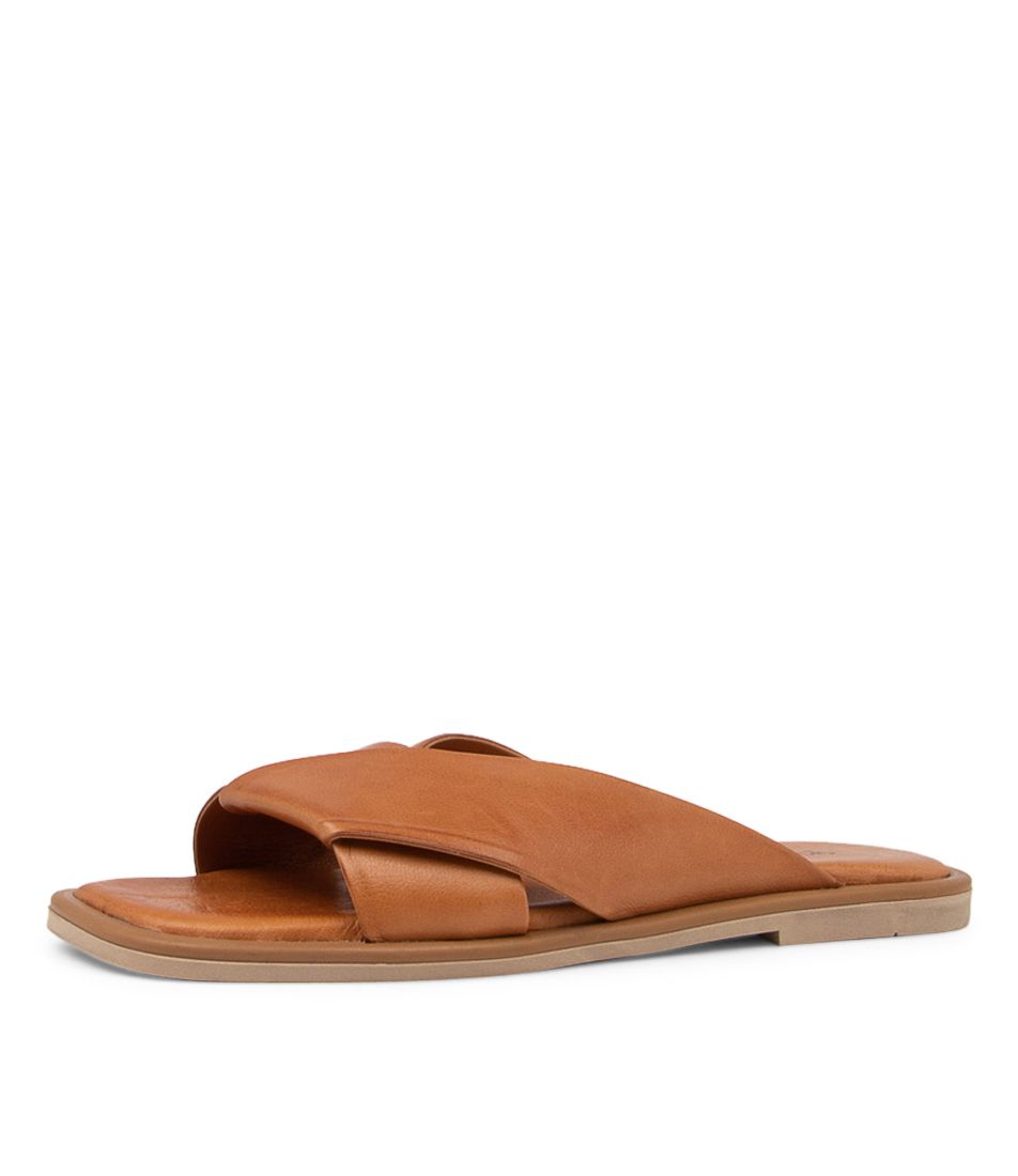 Haimyy Tan Leather Slides