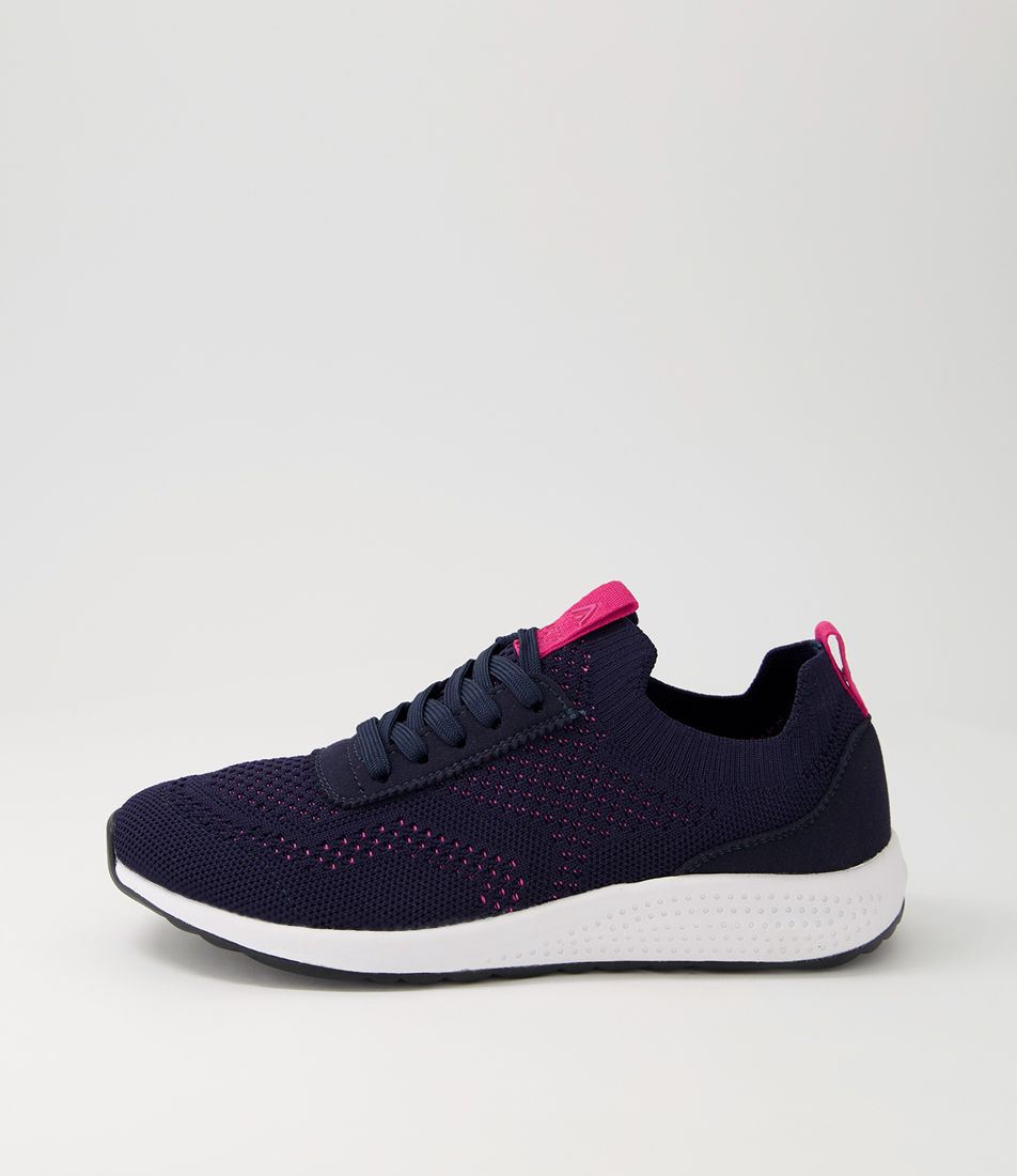 Cassiie Navy Fuchsia Recycled Knit Sneakers