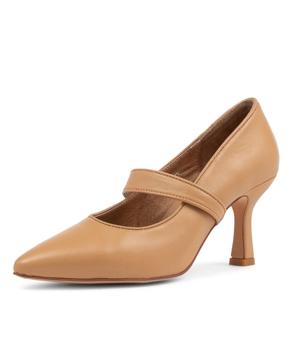 Lizeth Caramel Leather Heels