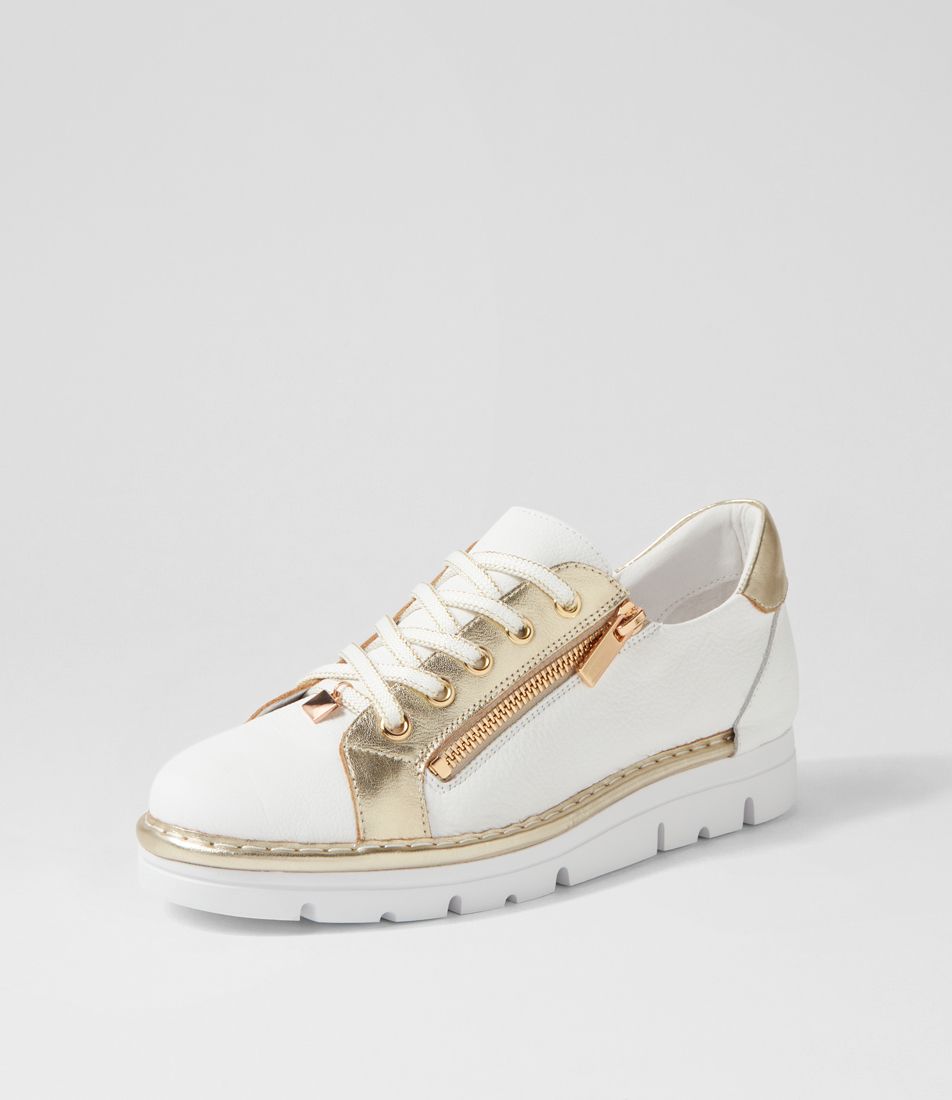 Elos White Gold Leather Sneakers