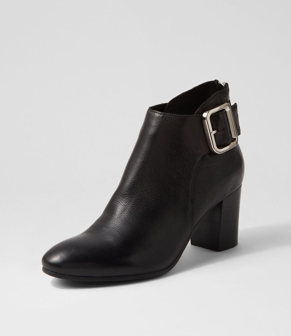 Umost Black Leather Ankle Boots