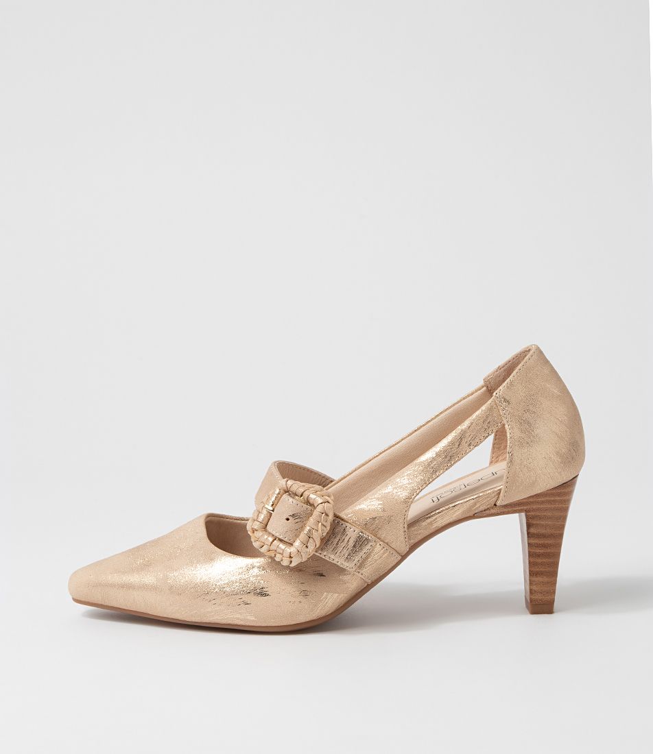 Mentonia2 Nude Shimmer Leather Heels
