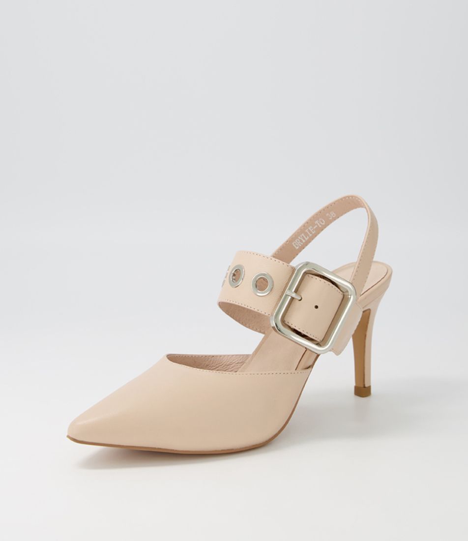 Brylie Nude Leather Heels
