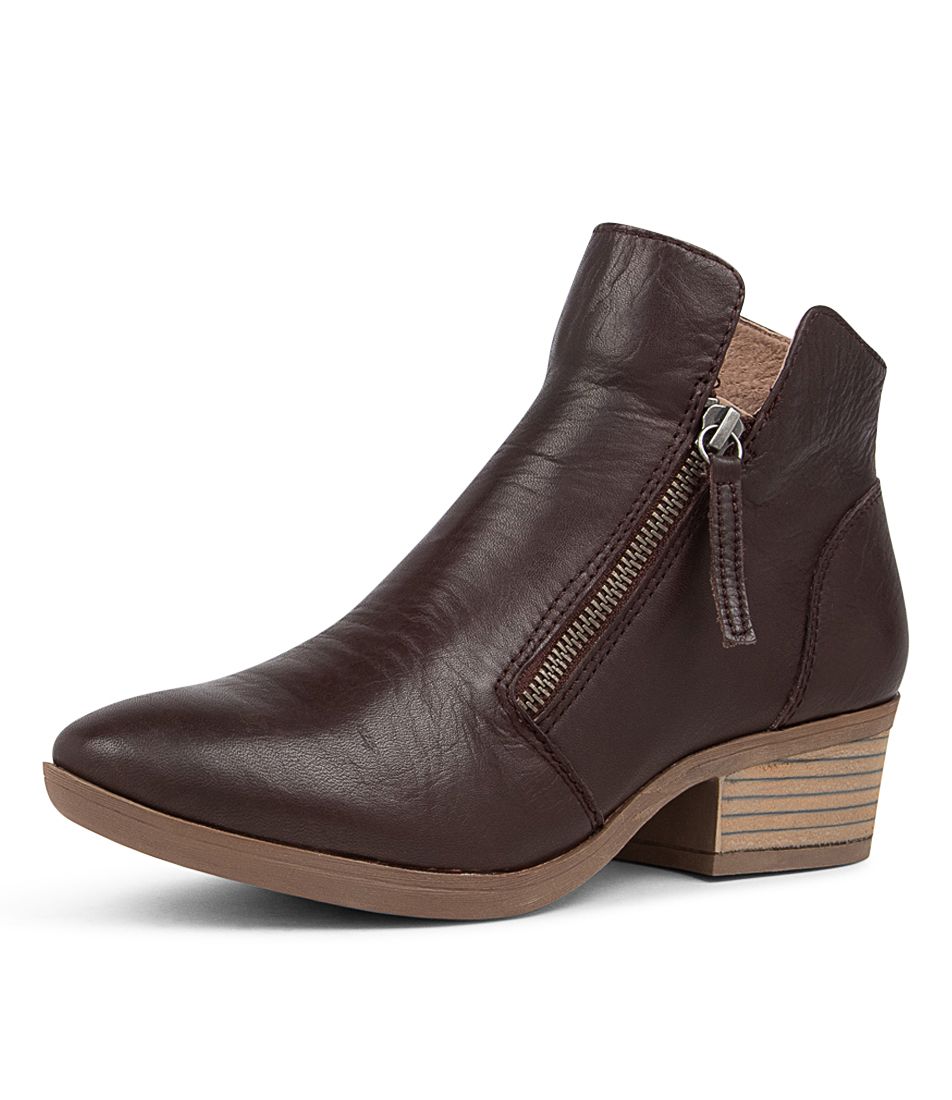 Zalen Choc Leather Ankle Boots