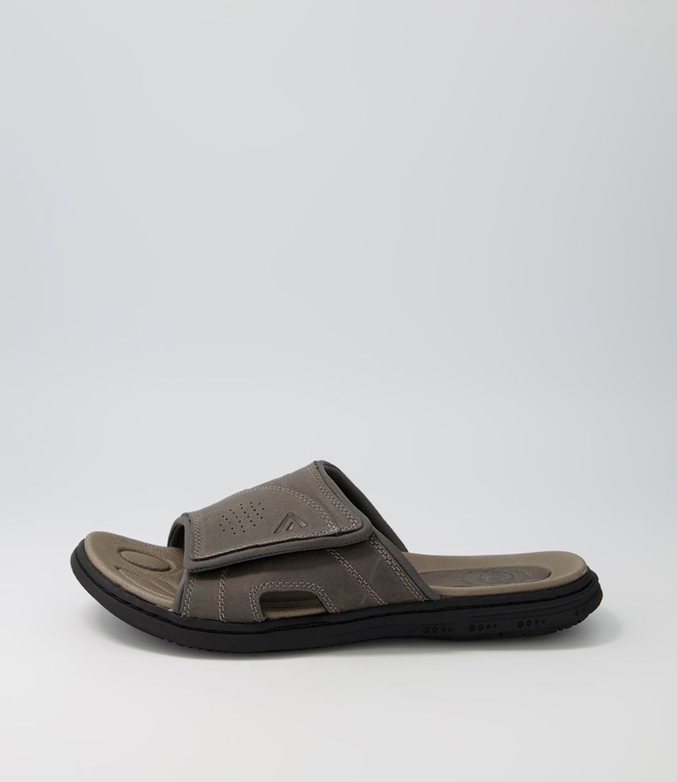 Duke Charcoal Crazyhorse Leather Slides