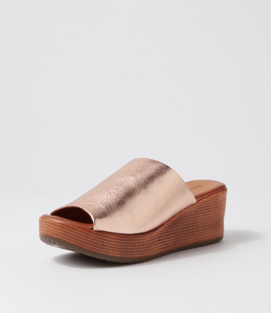 Charge2 Pale Rose Gold Leather Slides