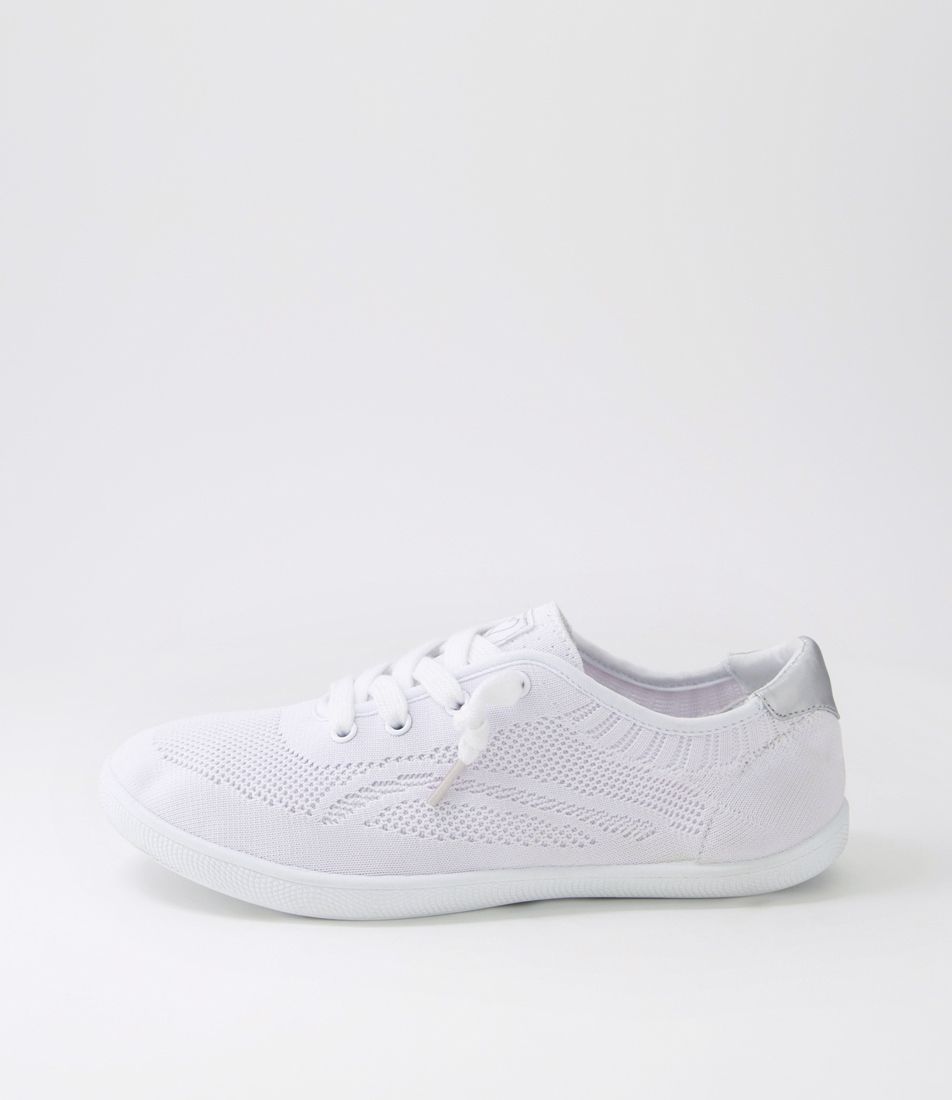 Malibu White Silver Knit Sneakers