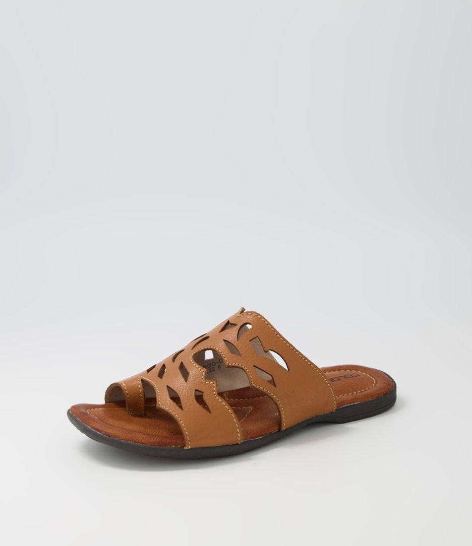 Kaboo Dark Tan Leather Slides