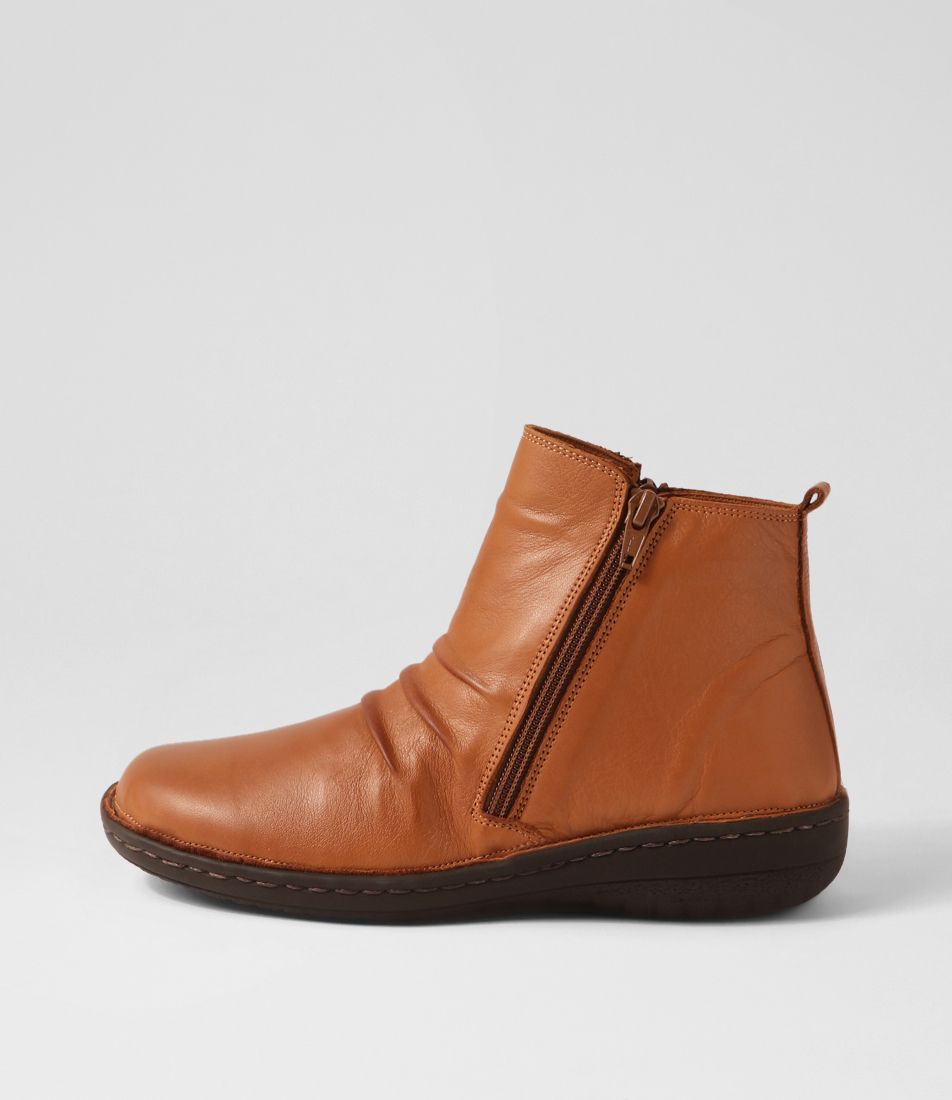 Injo Tan Leather Ankle Boots