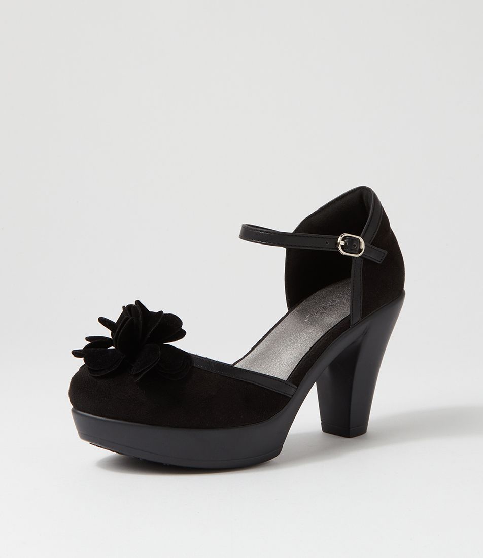 Winnet Black Microsuede Heels