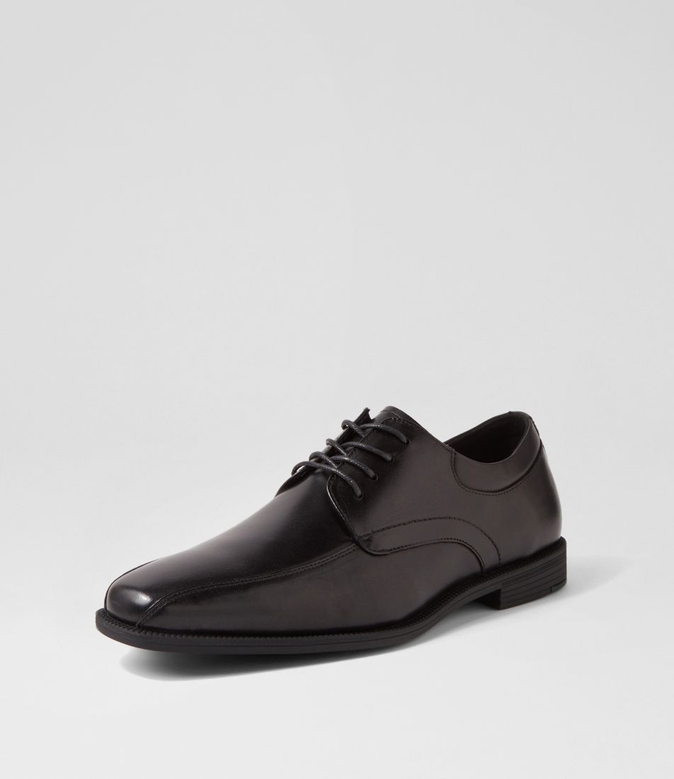 Tony Black Leather Lace Up Flats