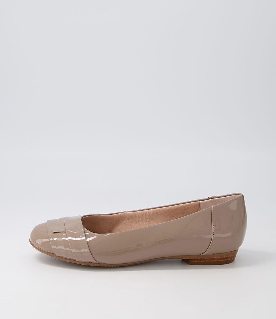 Claudea Light Taupe Patent Leather Ballet Flats