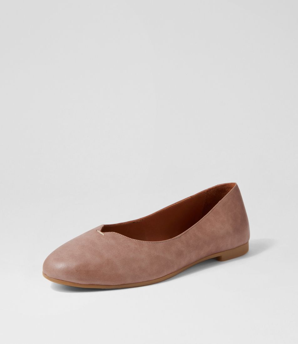 Squire Taupe Leather Ballet Flats