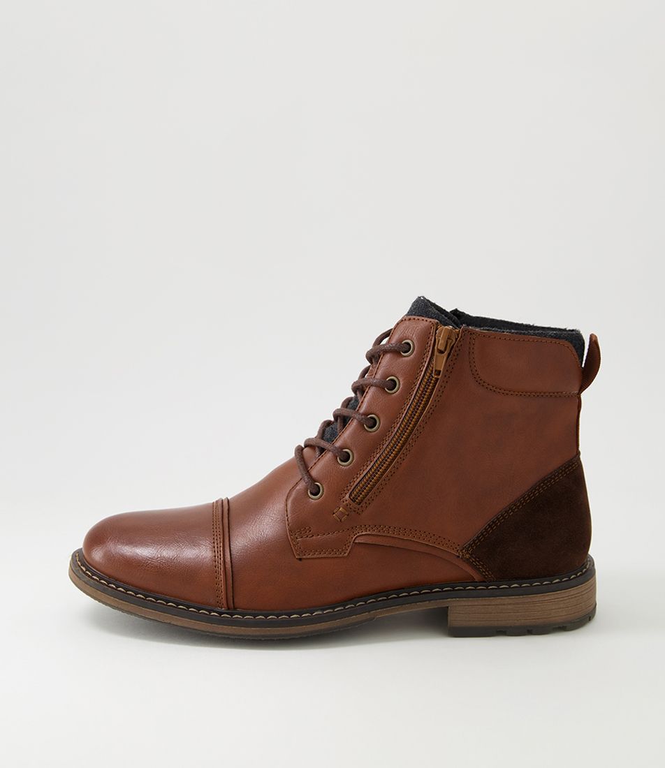 Troy Cognac Lace Up Boots