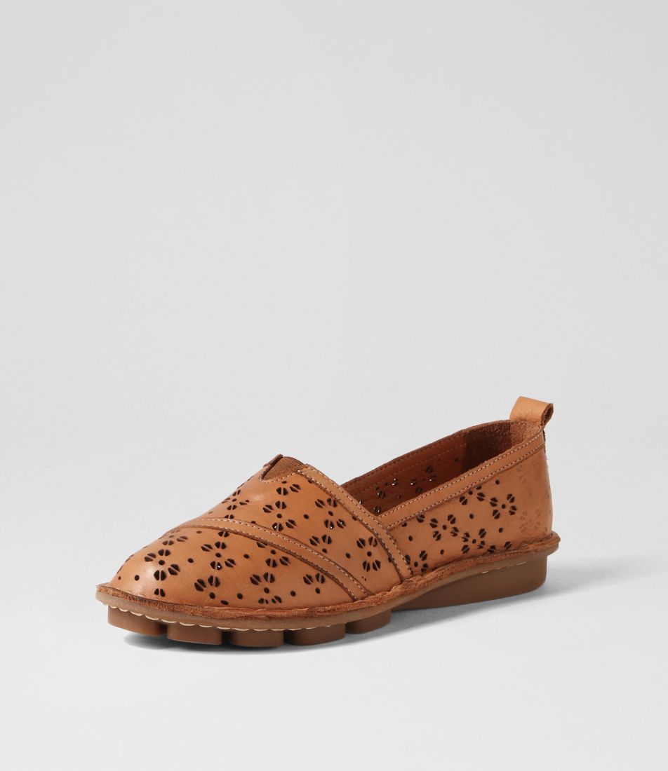 Ligde Tan Leather Flat Shoes
