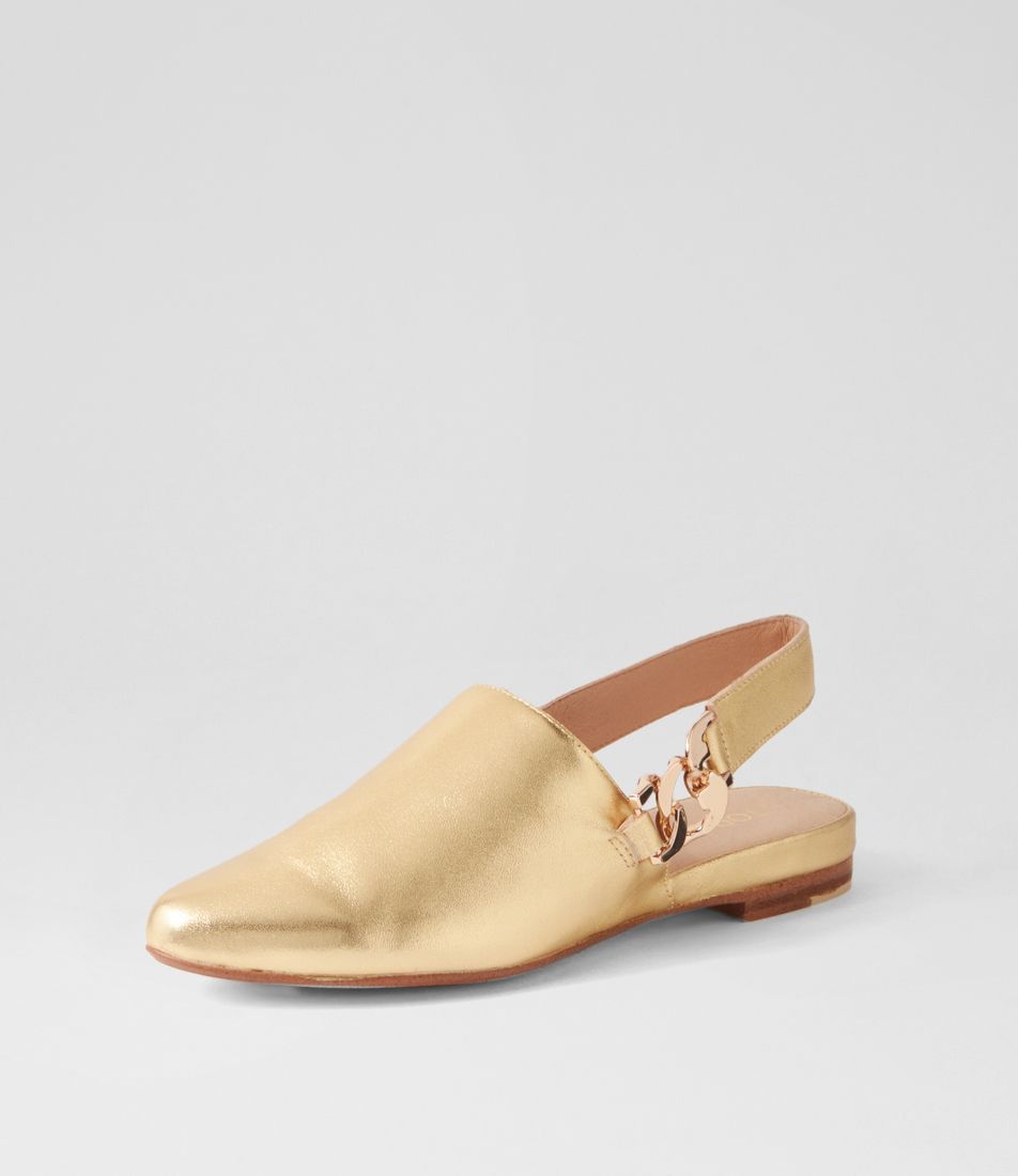 Fovo Old Gold Leather Flat Shoes