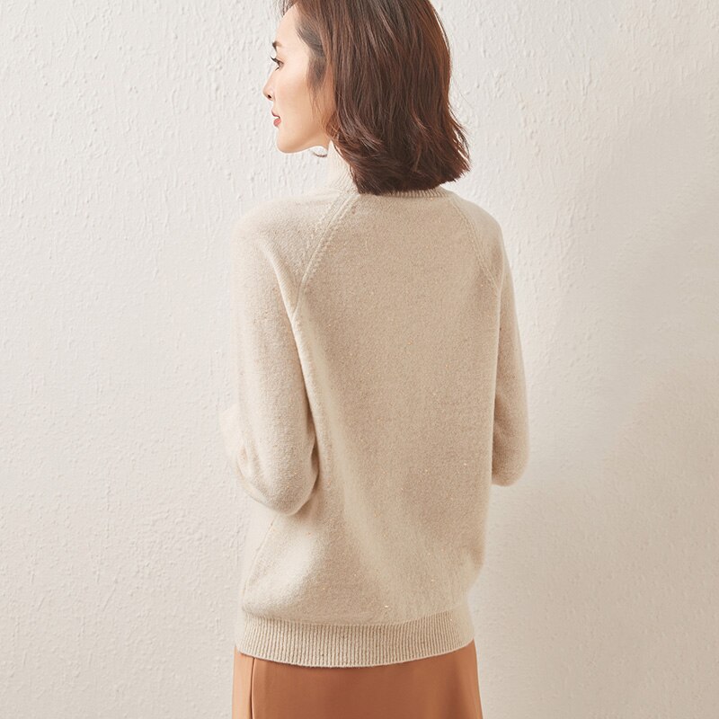 Merino Wool Women Turtleneck Sweater Winter Knitted Sweater Jumpers Female Pullover Cashmere Knit Top Korean Style