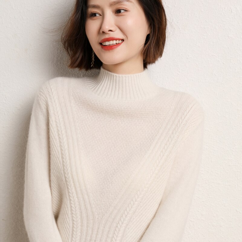Cashmere Sweater Women Knitted Sweater 100% Merino Wool Turtleneck Long Sleeve Pullover Autumn Winter Clothing Jumper Top Female