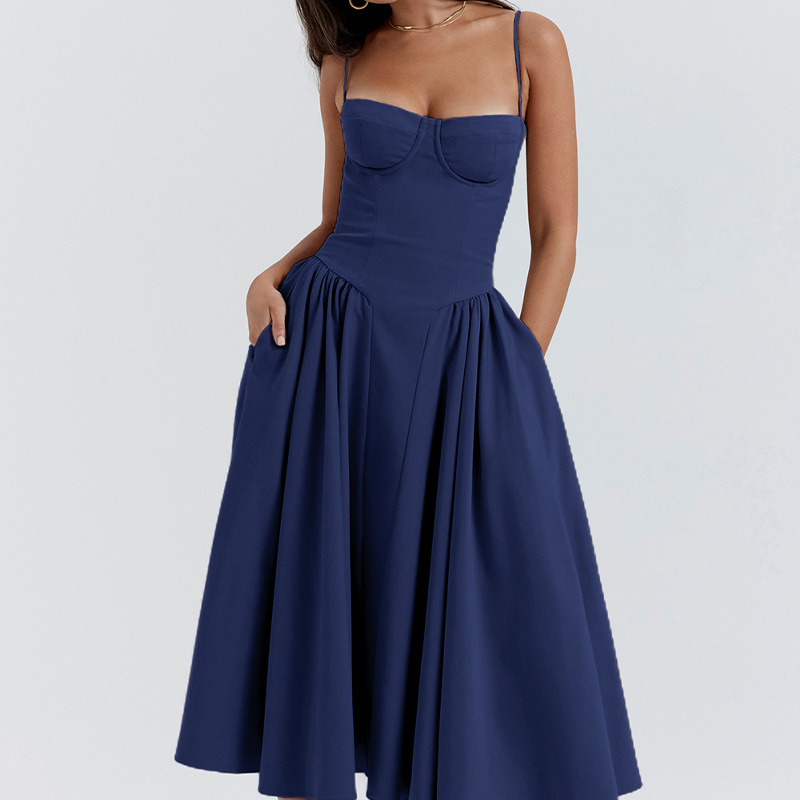 Women Spring Elegant French Retro Strap Dress