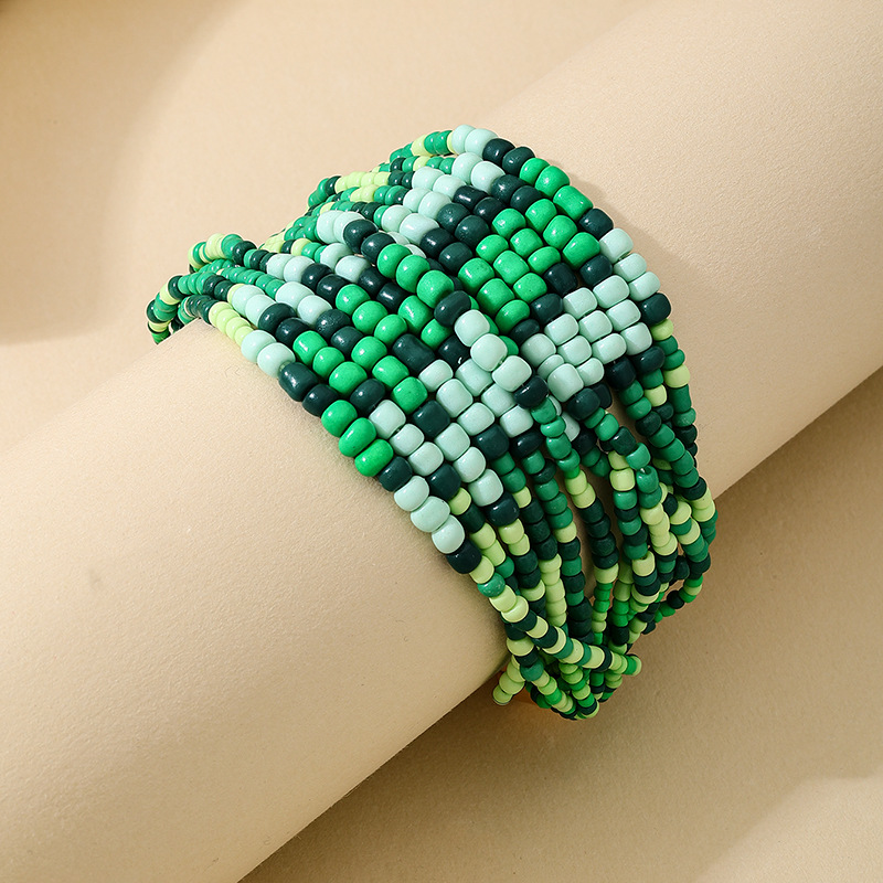 Women Style Bohemian Multi-Color Glass Beaded Multi-layer Bracelet