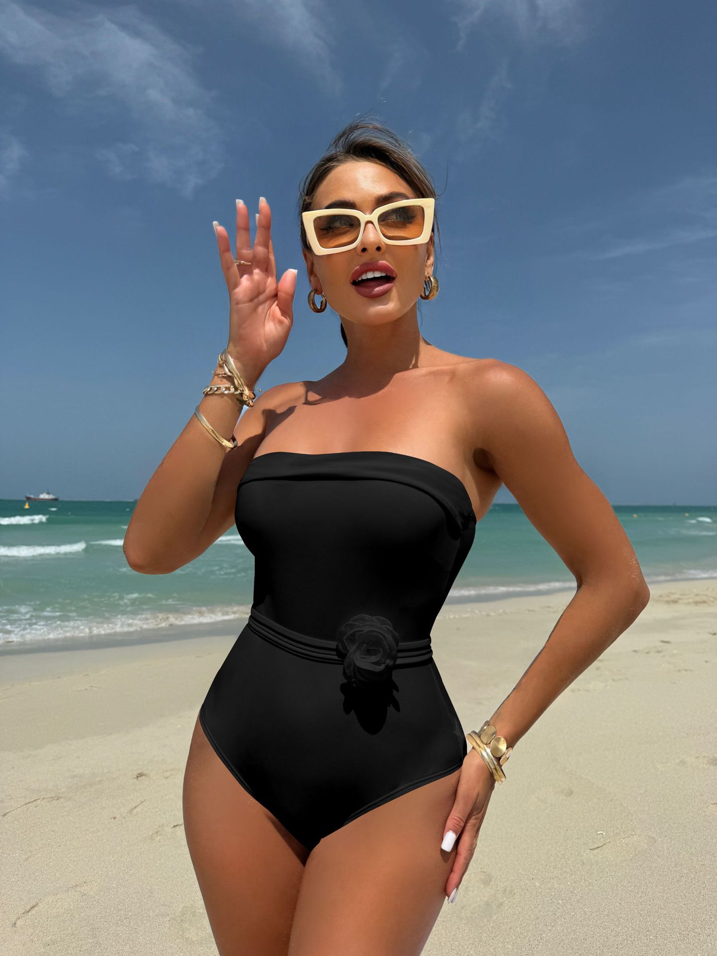 Women Drawstring Lace-Up Floral Swimwear