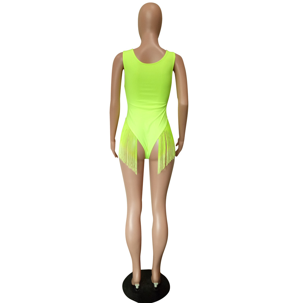 Women's Summer Gradient Color Tassel One-piece Swimsuit