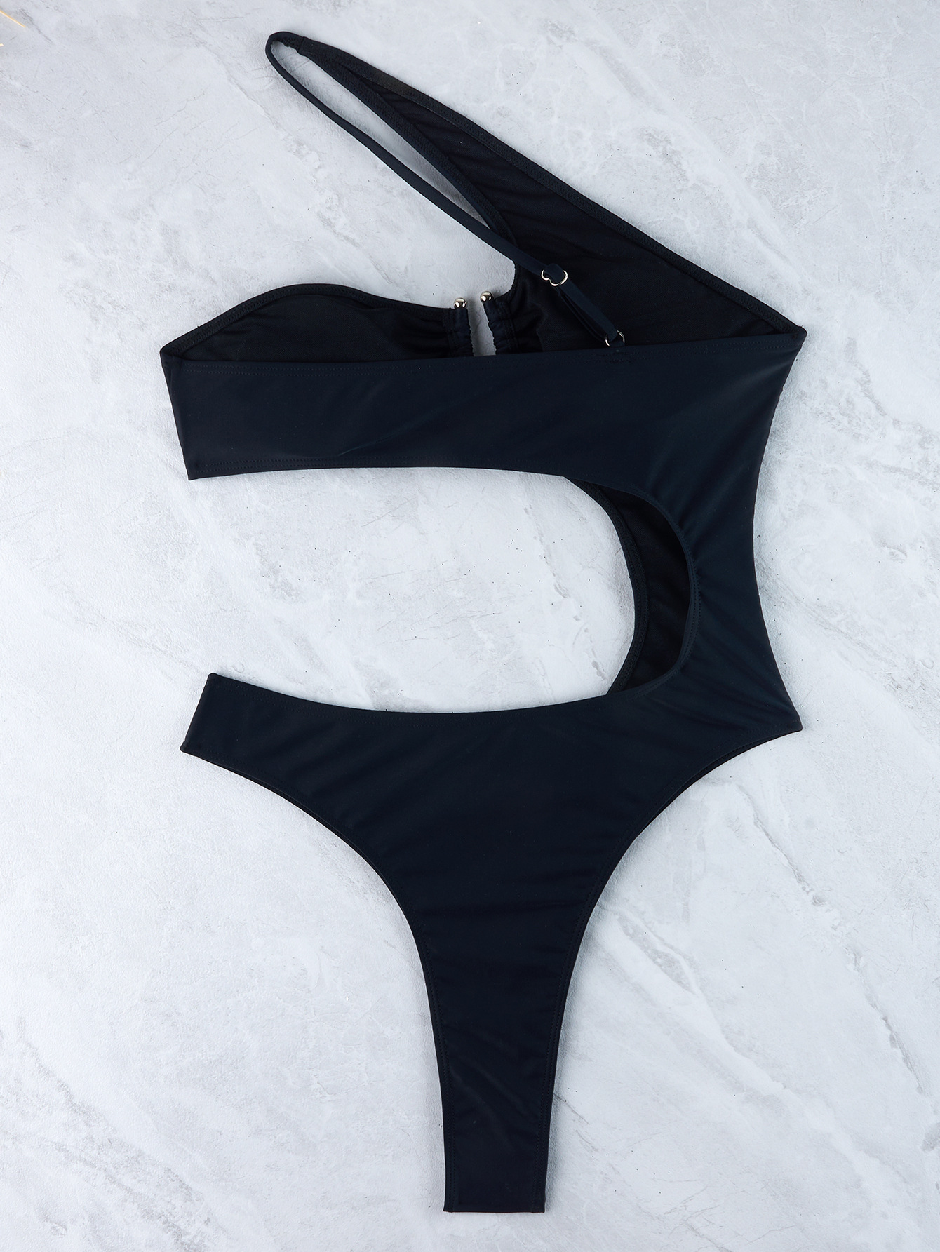 Women's Solid Color Slash Shoulder One-Piece Swimsuit