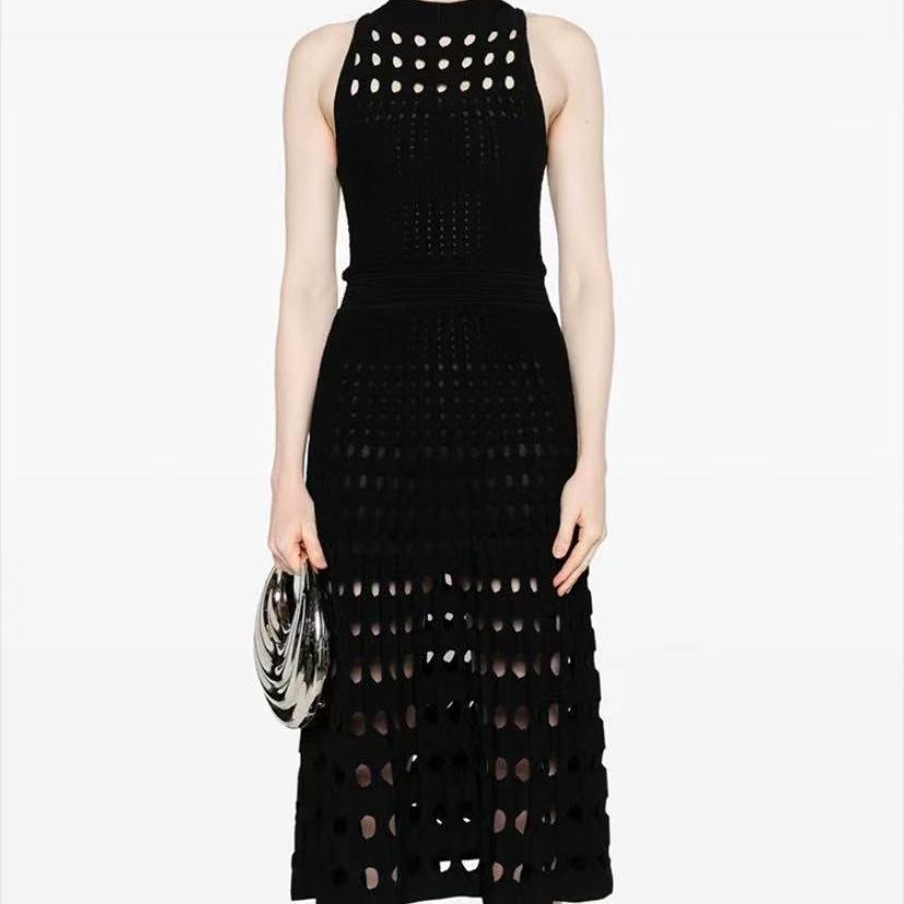 Women Beach Holidays hollow vest knitting beach long skirt