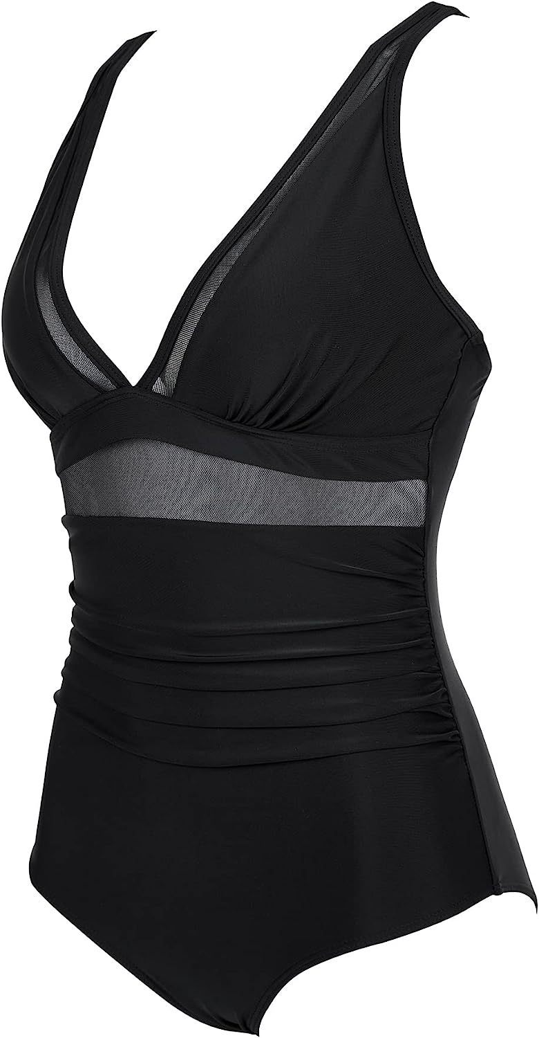 Women Mesh Printed One-piece Swimwear