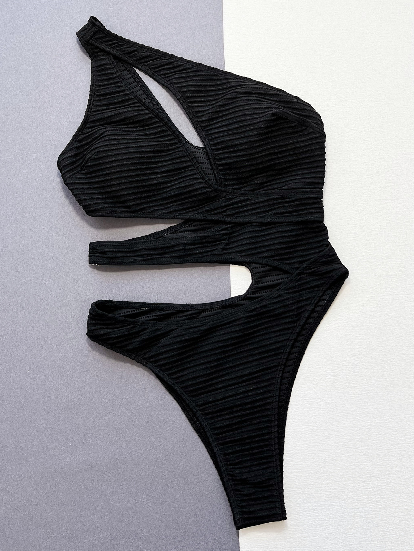 Women Bikini Solid Hollow Lace-Up One-piece Swimwear