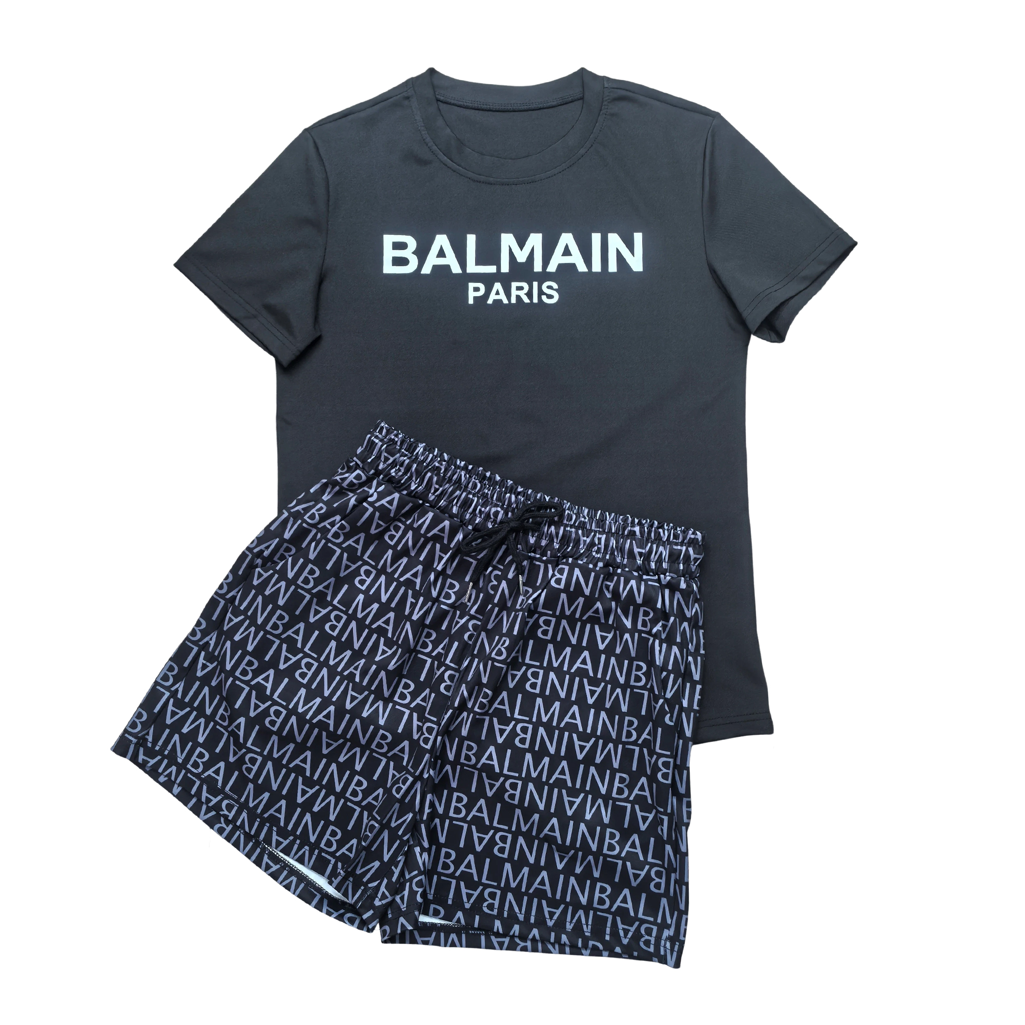 Women summer casual top and printed shorts two-piece set
