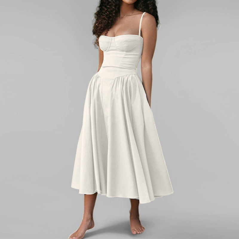 Women Spring Elegant French Retro Strap Dress