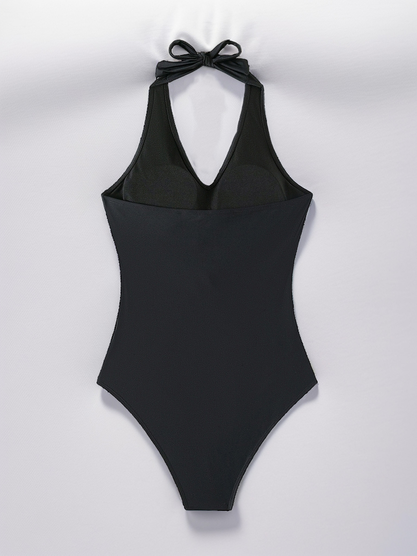 Halter Pleated Mesh Slim Fit Sexy One-Piece Swimsuit