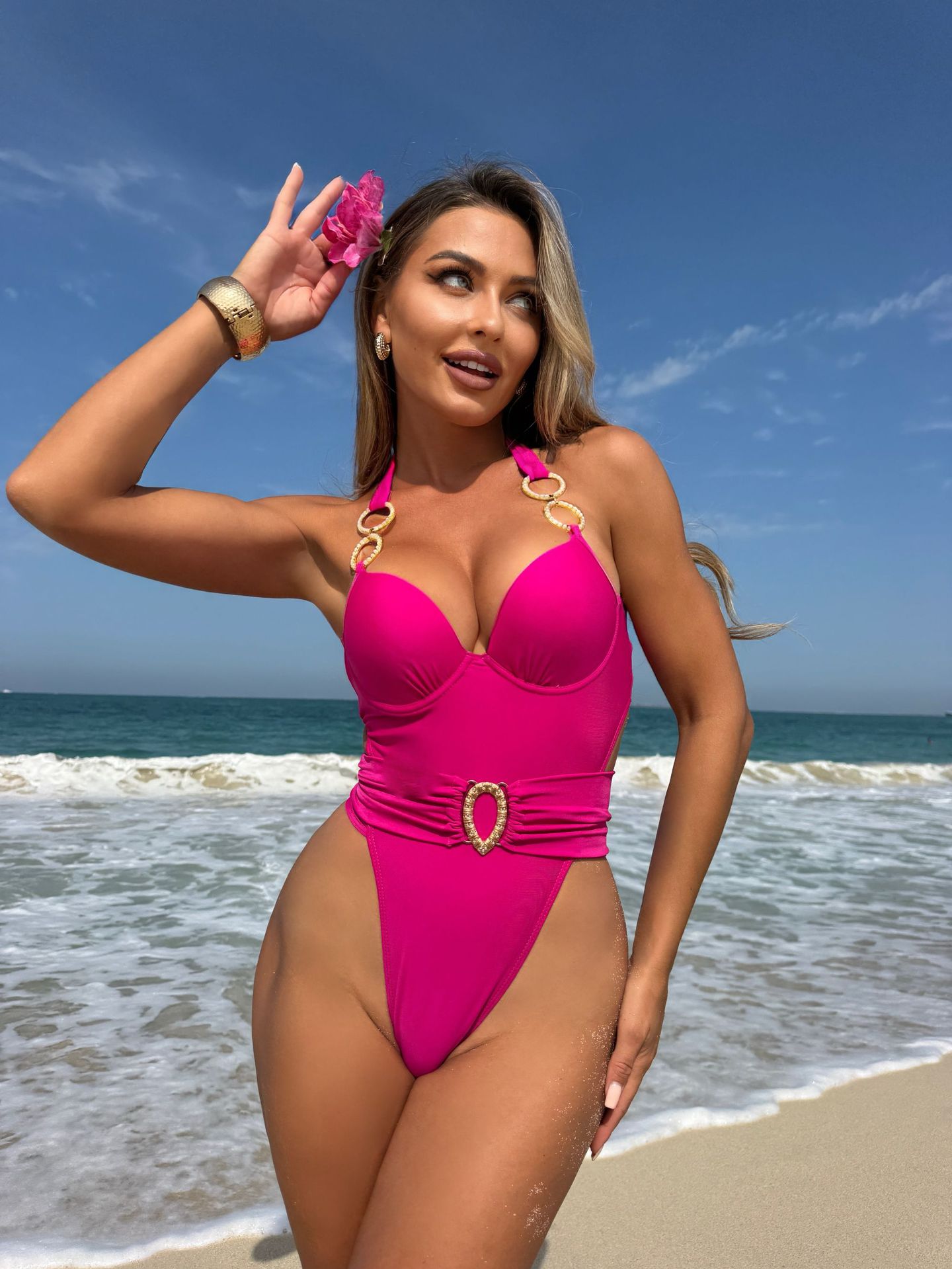 Women Solid Strapless One-Piece Swimwear