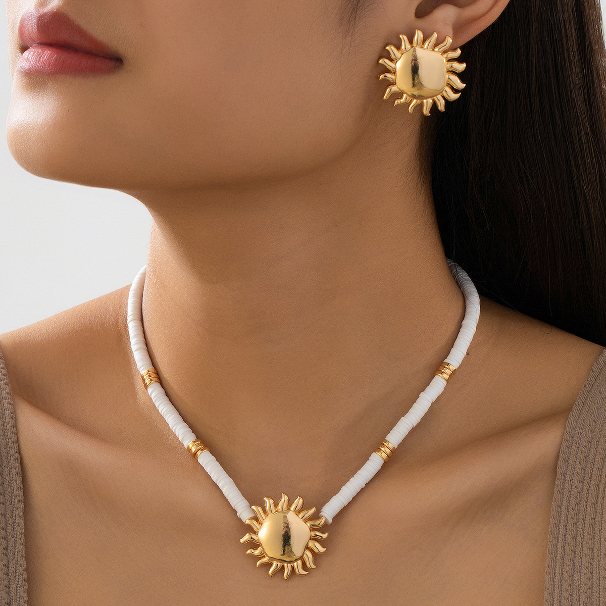 Women Sunflower Earrings Necklace