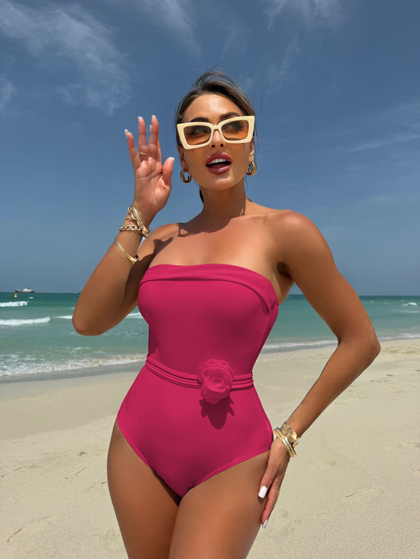 Women Drawstring Lace-Up Floral Swimwear