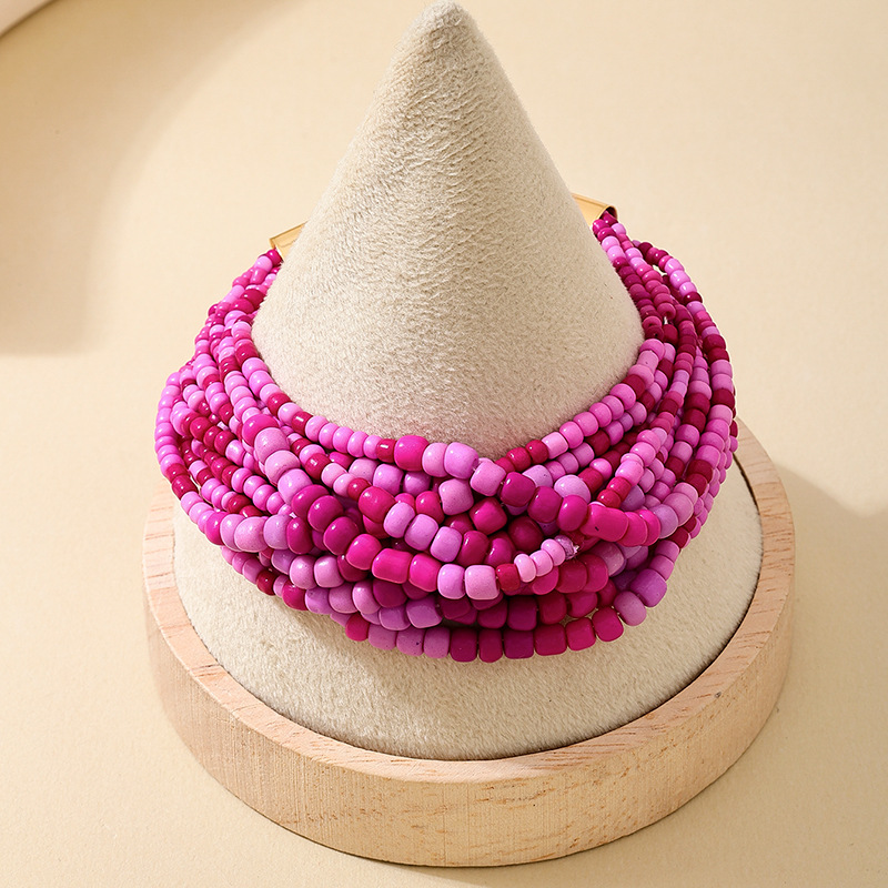 Women Style Bohemian Multi-Color Glass Beaded Multi-layer Bracelet