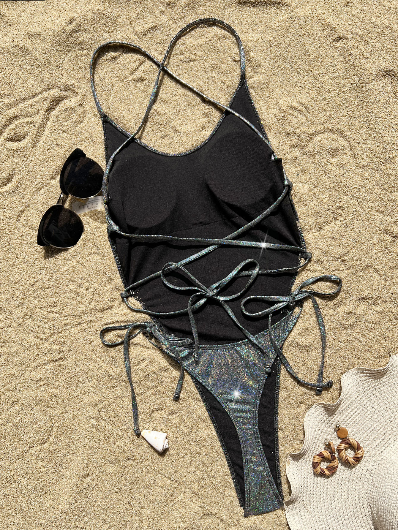 Women Backless Solid One Piece Swimwear