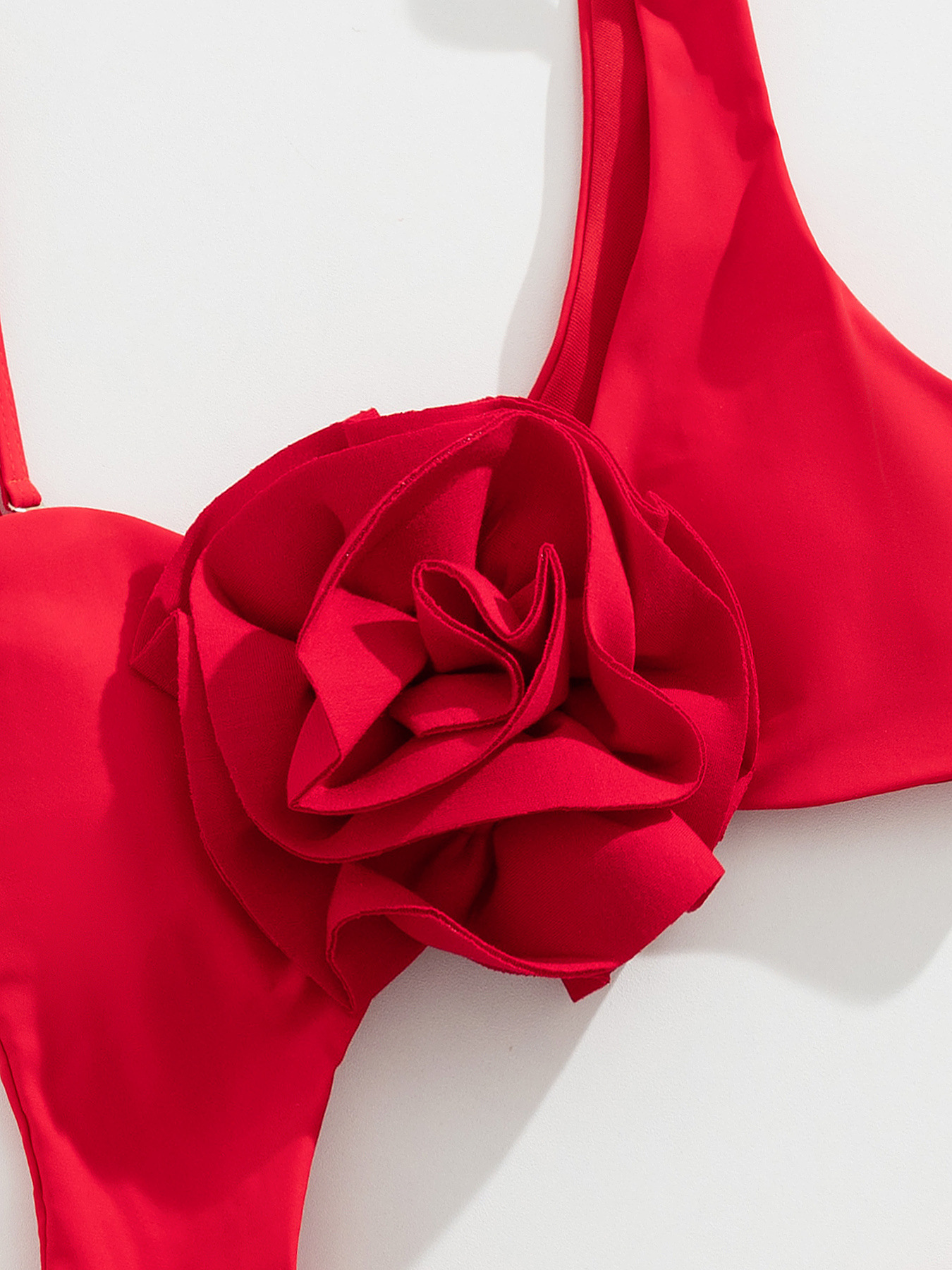 3D Flower DesignSolid Color One-Shoulder Cutout One-Piece Swimsuit