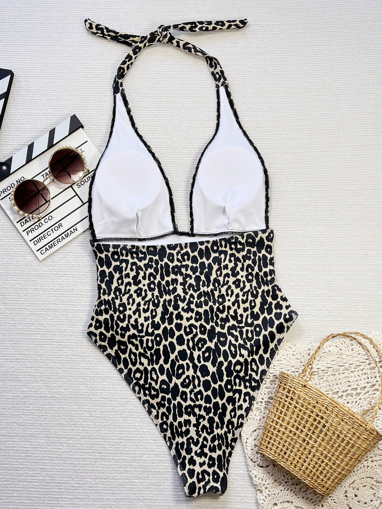 Summer Leopard Deep V One-Piece Bikini Swimsuit